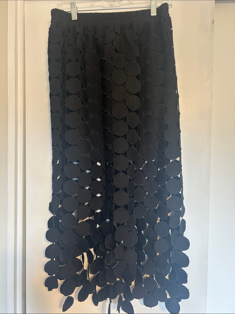 Women's Black Circle Applique Midi Skirt